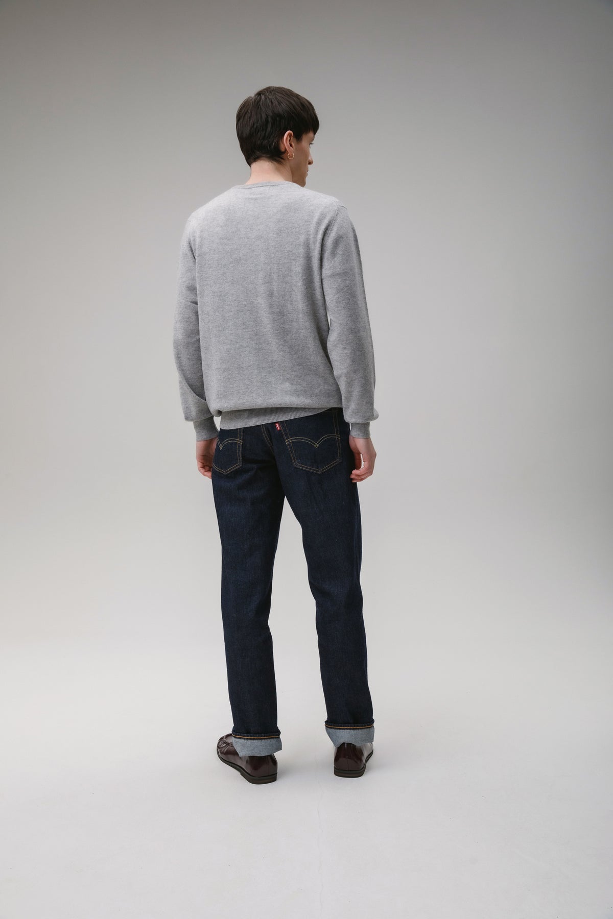 Men's Cashmere Crew Neck Jumper - Light Grey