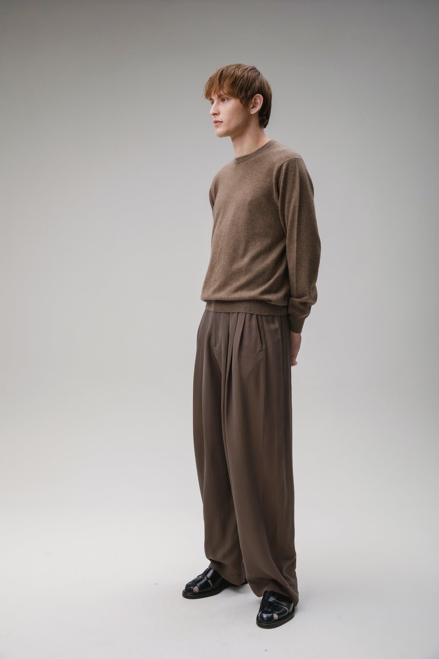 Men's Cashmere Crew Neck Jumper - Squirrel