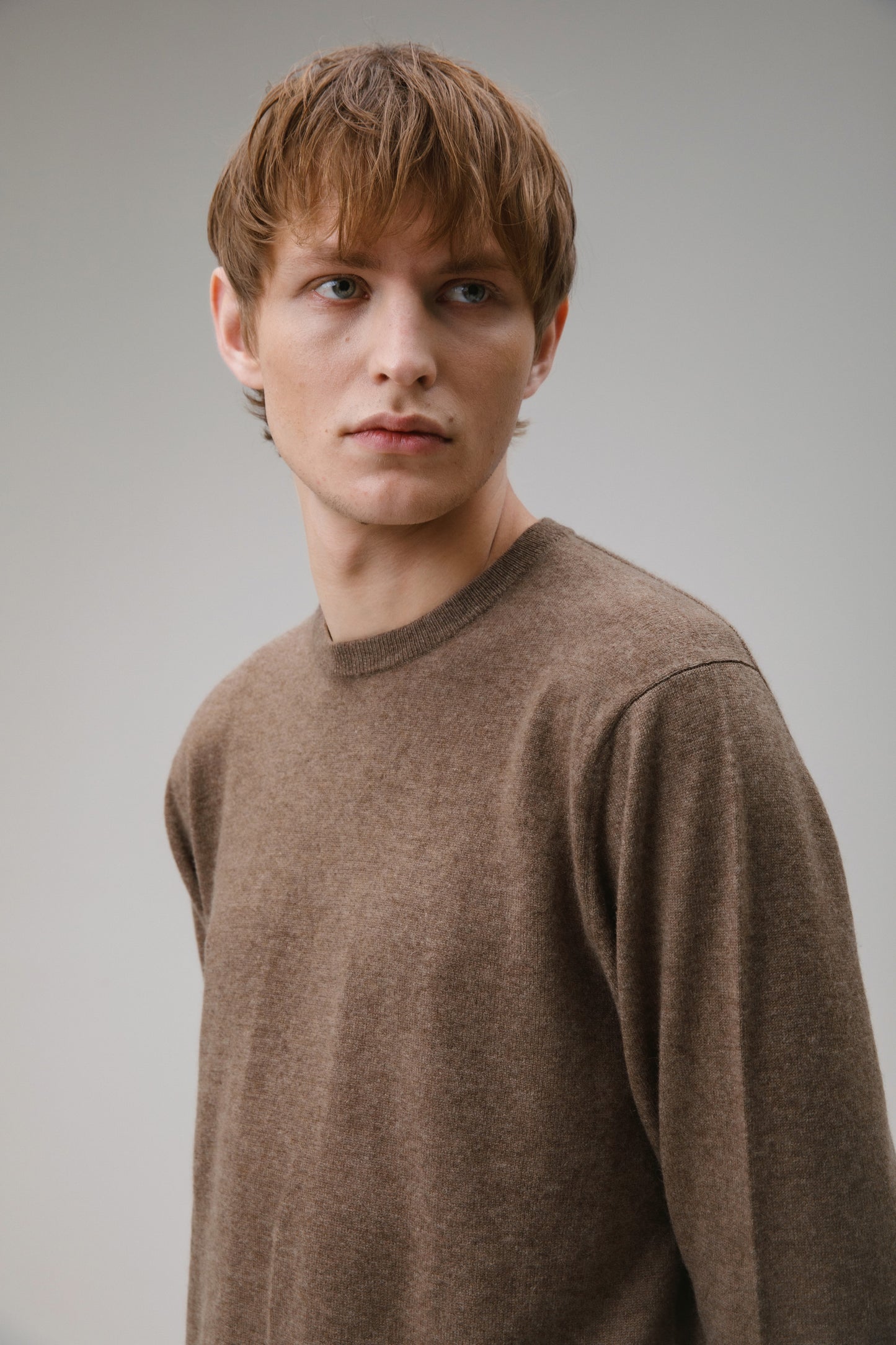 Men's Cashmere Crew Neck Jumper - Squirrel