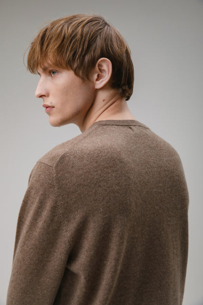 Men's Cashmere Crew Neck Jumper - Squirrel