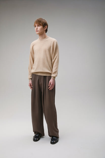 Men's Cashmere Crew Neck Jumper - Vicuna