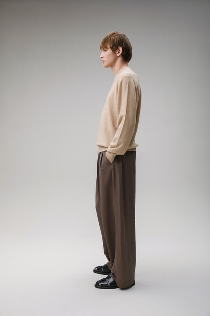 Men's Cashmere Crew Neck Jumper - Vicuna