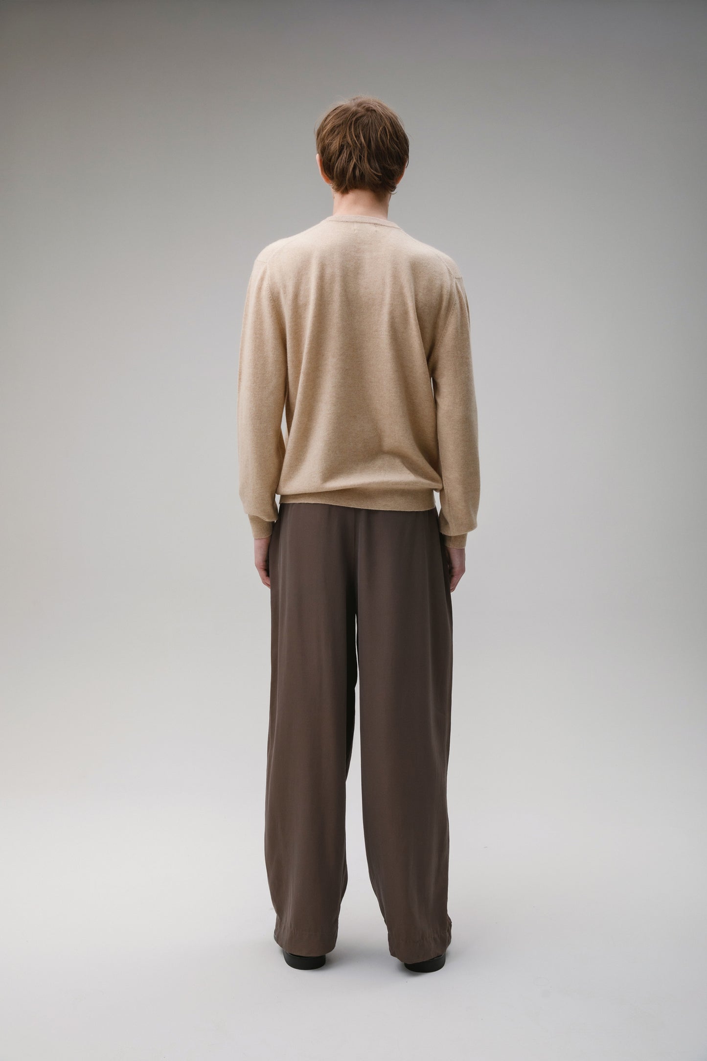 Men's Cashmere Crew Neck Jumper - Vicuna