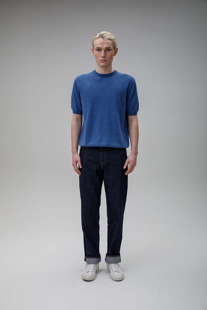 Men's Crew Neck Cashmere T-shirt - Denim