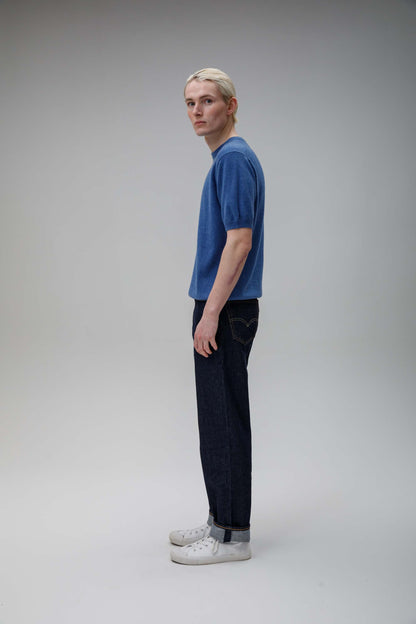 Men's Crew Neck Cashmere T-shirt - Denim