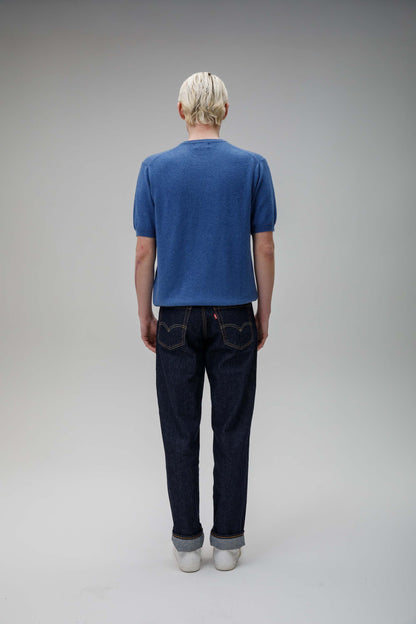 Men's Crew Neck Cashmere T-shirt - Denim