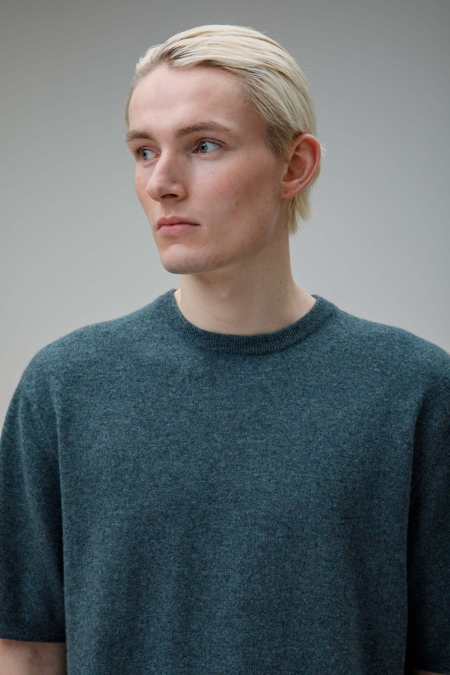 Men's Crew Neck Cashmere T-shirt - Haze Green