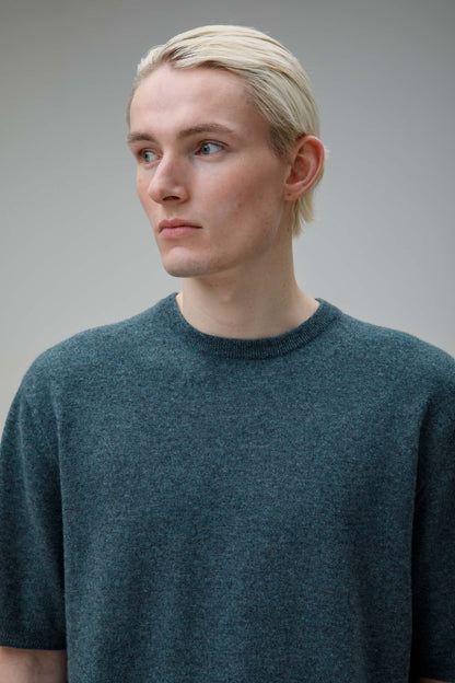 Men's Crew Neck Cashmere T-shirt - Haze Green