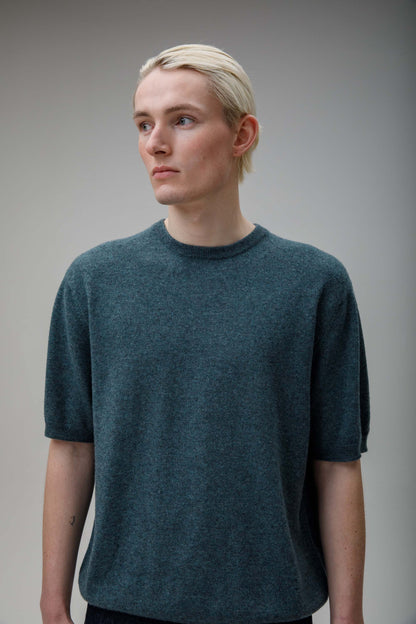 Men's Crew Neck Cashmere T-shirt - Haze Green
