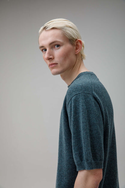 Men's Crew Neck Cashmere T-shirt - Haze Green
