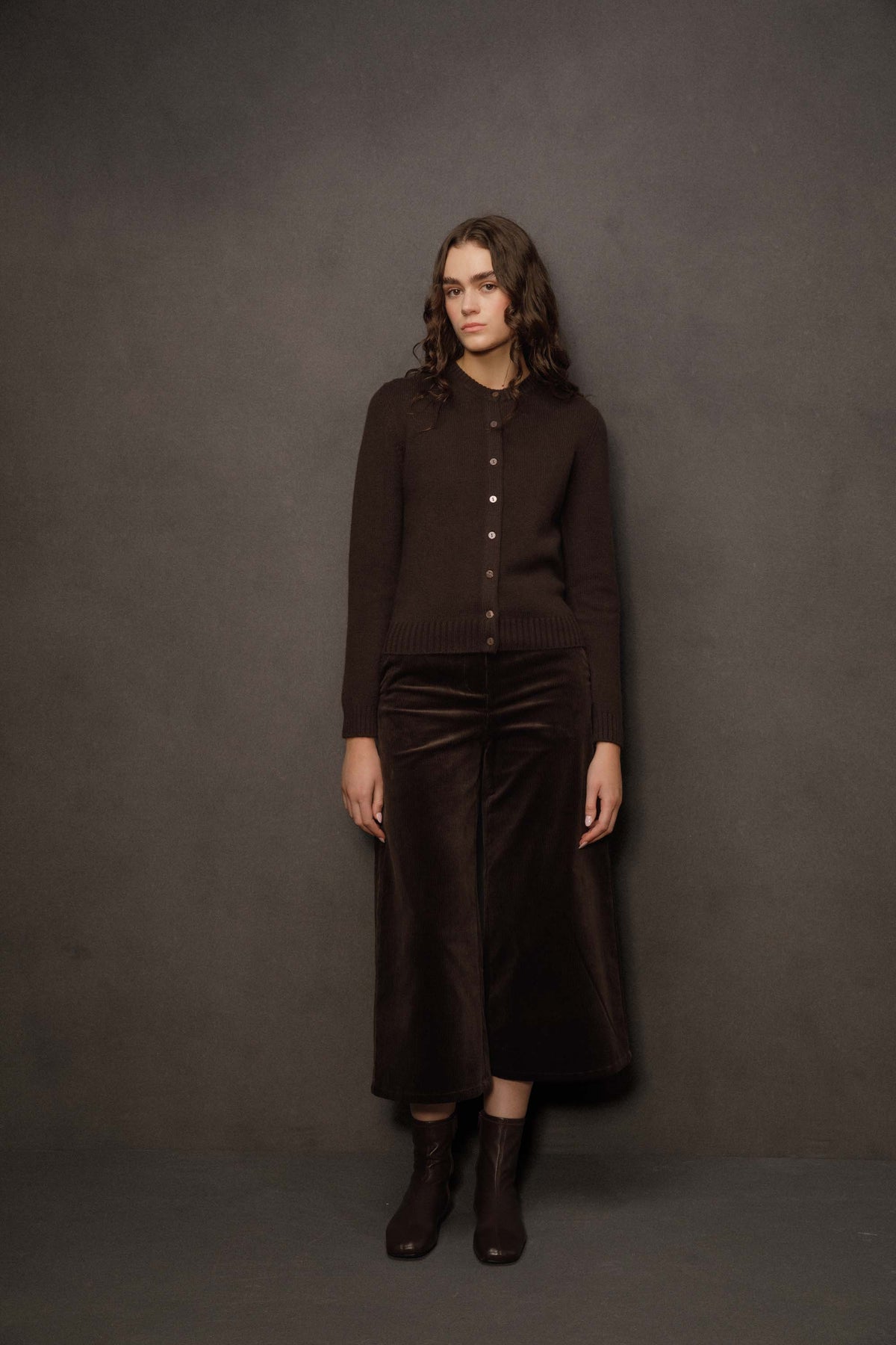 Women’s New Town Cashmere Long Sleeve Cardigan - Peat Brown