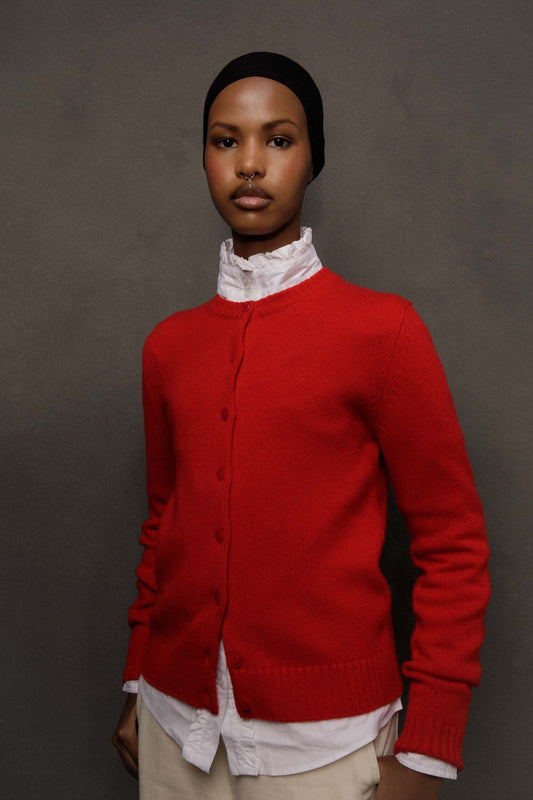 Women’s New Town Cashmere Long Sleeve Cardigan - Red