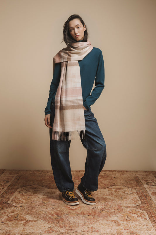 Repeat Edge Cashmere Wide Scarf - Natural