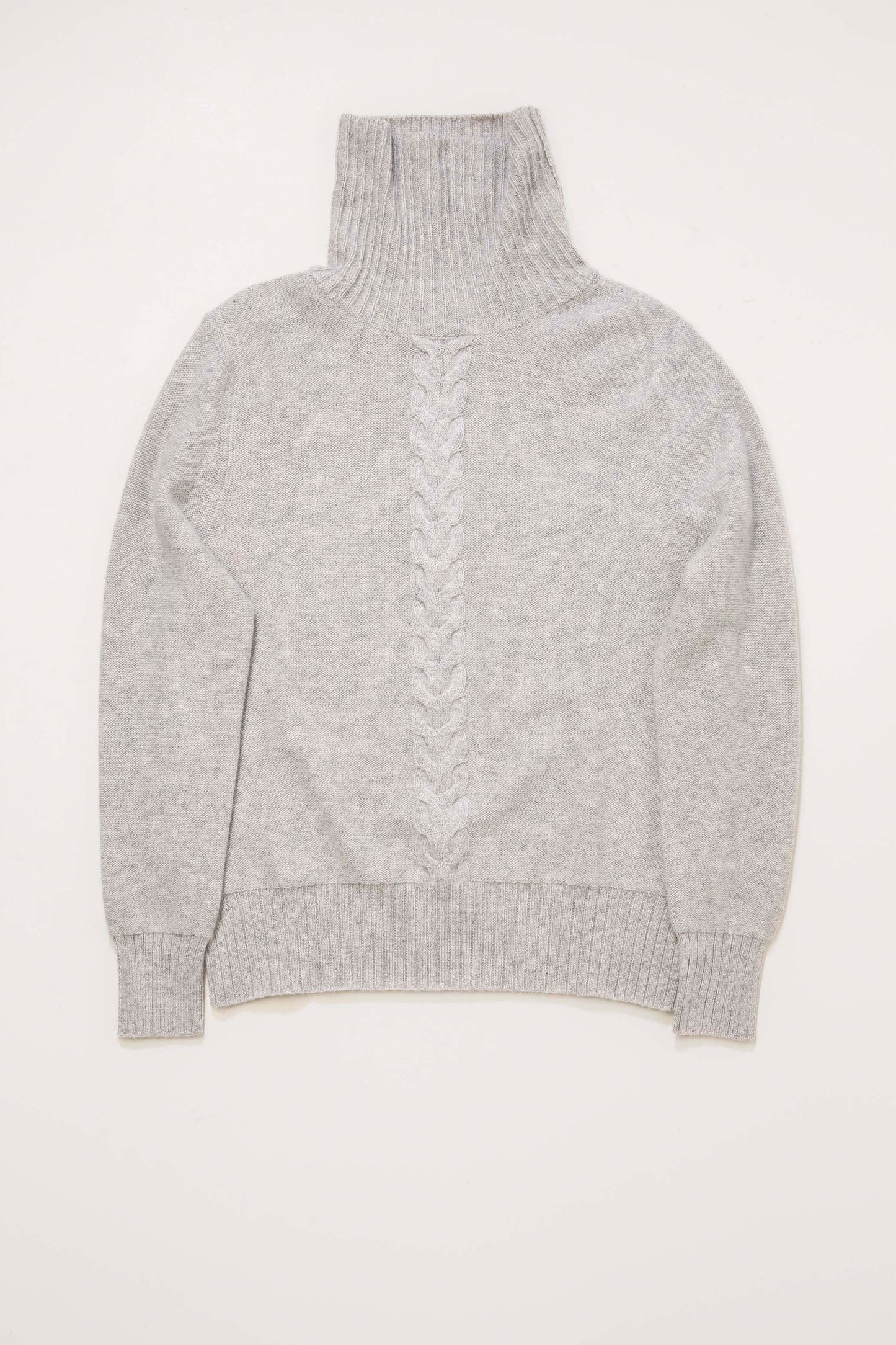 Women's Cable Knit Polo Neck Jumper - Grey