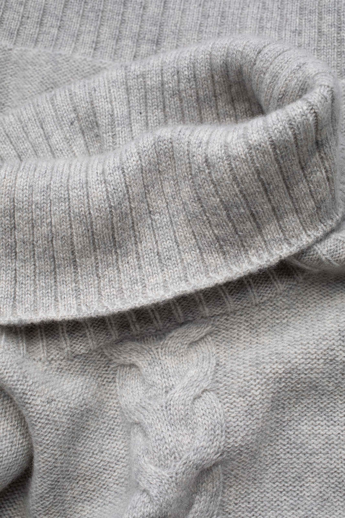 Women's Cable Knit Polo Neck Jumper - Grey