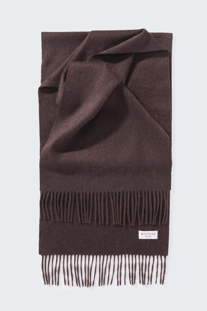 Solid Cashmere Wide Scarf - Peat Brown