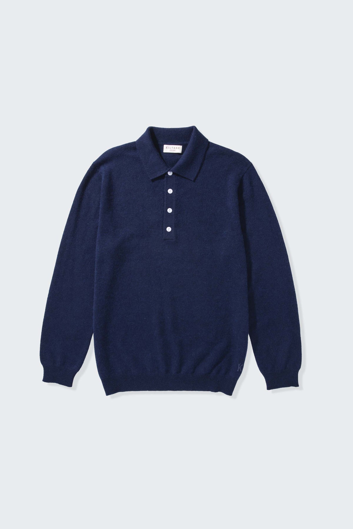 Men’s Cashmere Long Sleeve Polo - Cosmos