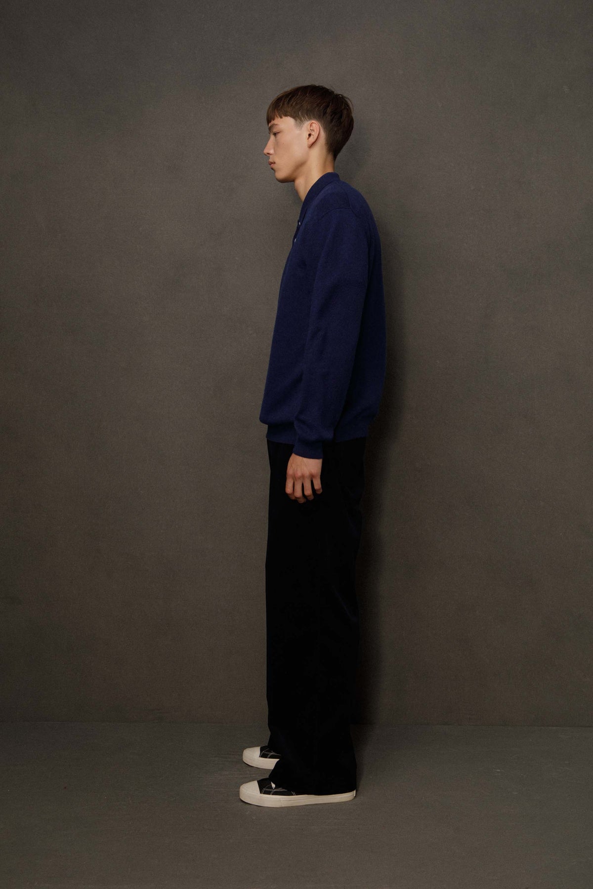 Men’s Cashmere Long Sleeve Polo - Cosmos