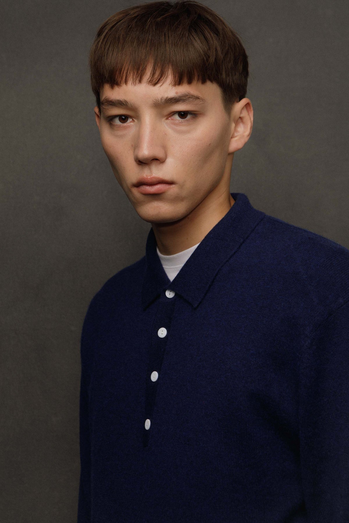 Men’s Cashmere Long Sleeve Polo - Cosmos