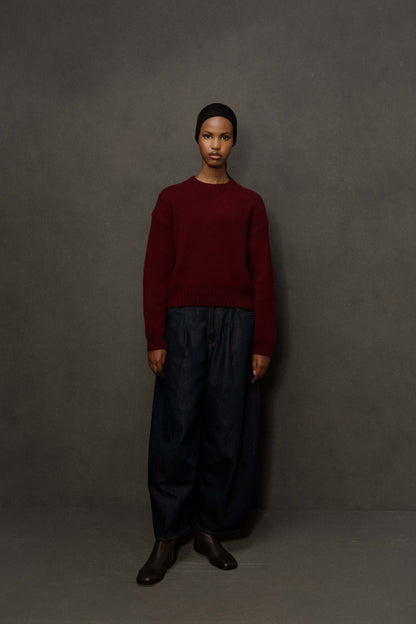 Women’s Raeburn Boxy Cashmere Crew Neck Jumper - Burgundy