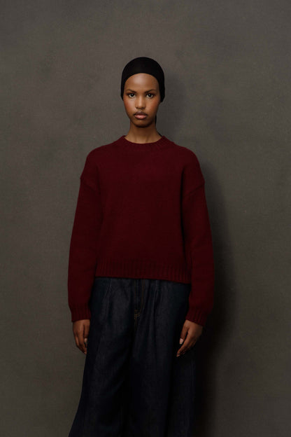 Women’s Raeburn Boxy Cashmere Crew Neck Jumper - Burgundy