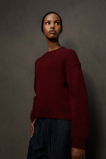Women’s Raeburn Boxy Cashmere Crew Neck Jumper - Burgundy