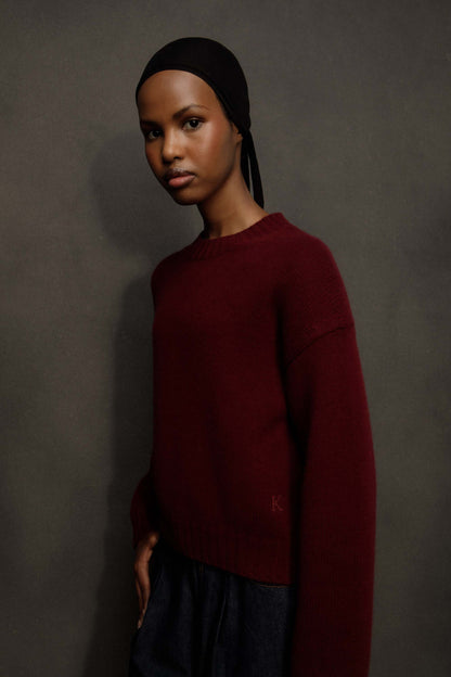Women’s Raeburn Boxy Cashmere Crew Neck Jumper - Burgundy