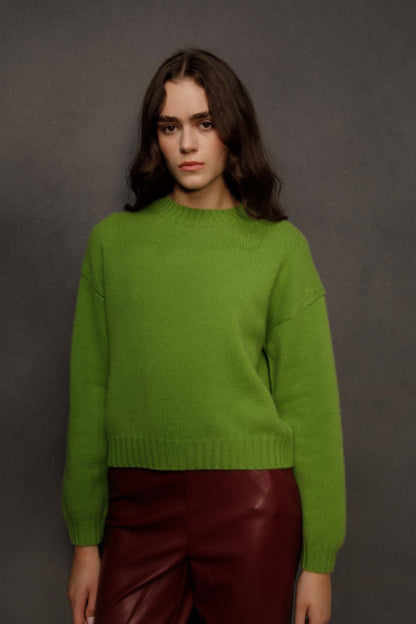 Women’s Raeburn Boxy Cashmere Crew Neck Jumper - Nettle Green