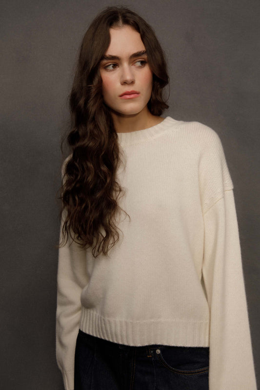 Women’s Raeburn Boxy Cashmere Crew Neck Jumper - Off White