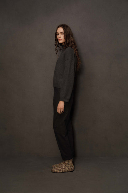 Women’s Raeburn Cashmere Funnel Neck Jumper - Charcoal Grey