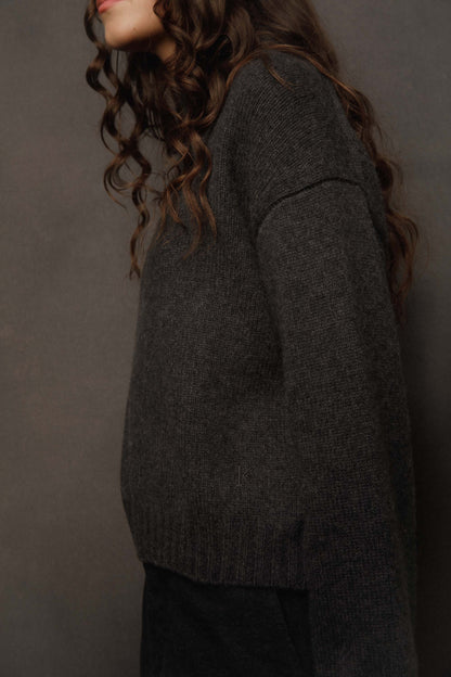Women’s Raeburn Cashmere Funnel Neck Jumper - Charcoal Grey