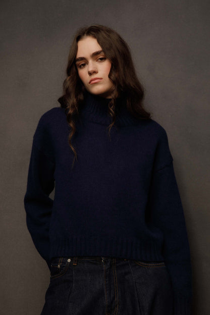 Women’s Raeburn Cashmere Funnel Neck Jumper - Navy