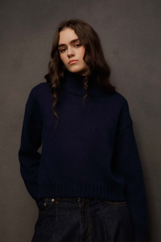 Women’s Raeburn Cashmere Funnel Neck Jumper - Navy