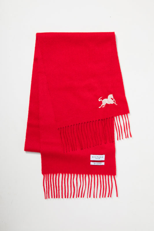 Year of the Horse Solid Red Cashmere Scarf - Gold
