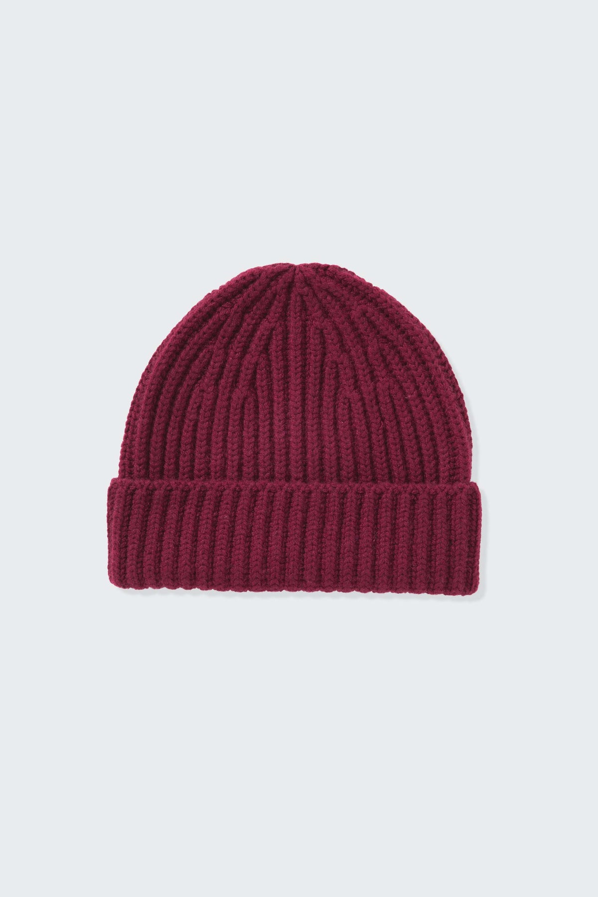 Ribbed Cashmere Beanie - Burgundy