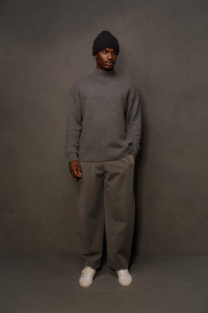 Ribbed Cashmere Beanie - Charcoal