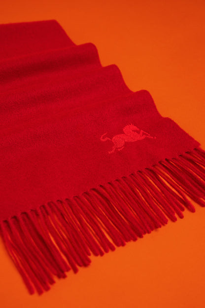 Year of the Horse Solid Red Cashmere Scarf - Red