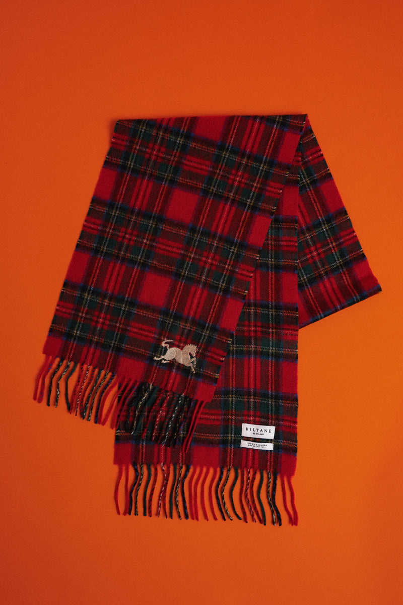Year of the Horse Royal Stewart Cashmere Scarf - Gold