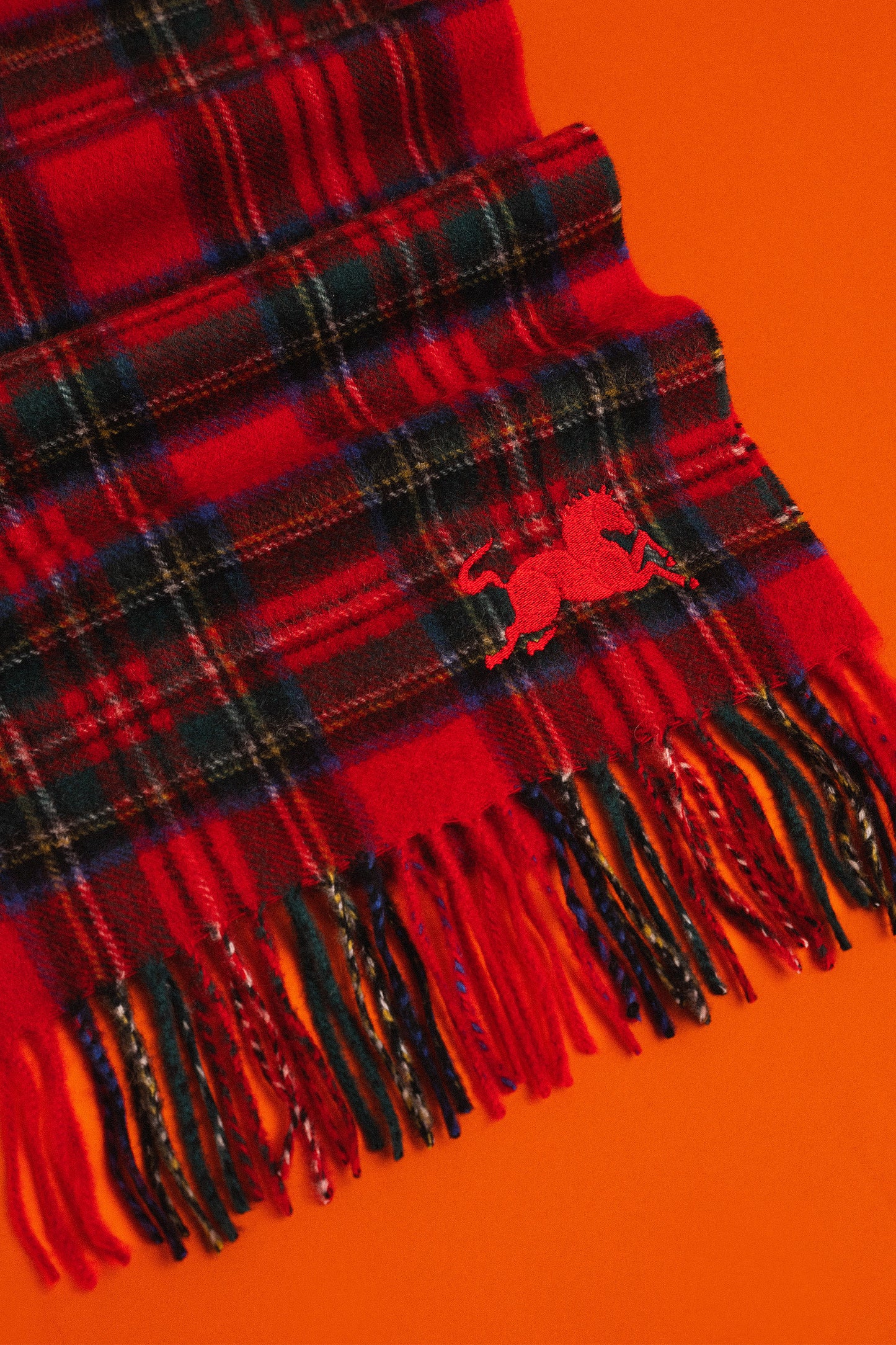 Year of the Horse Royal Stewart Cashmere Scarf - Red