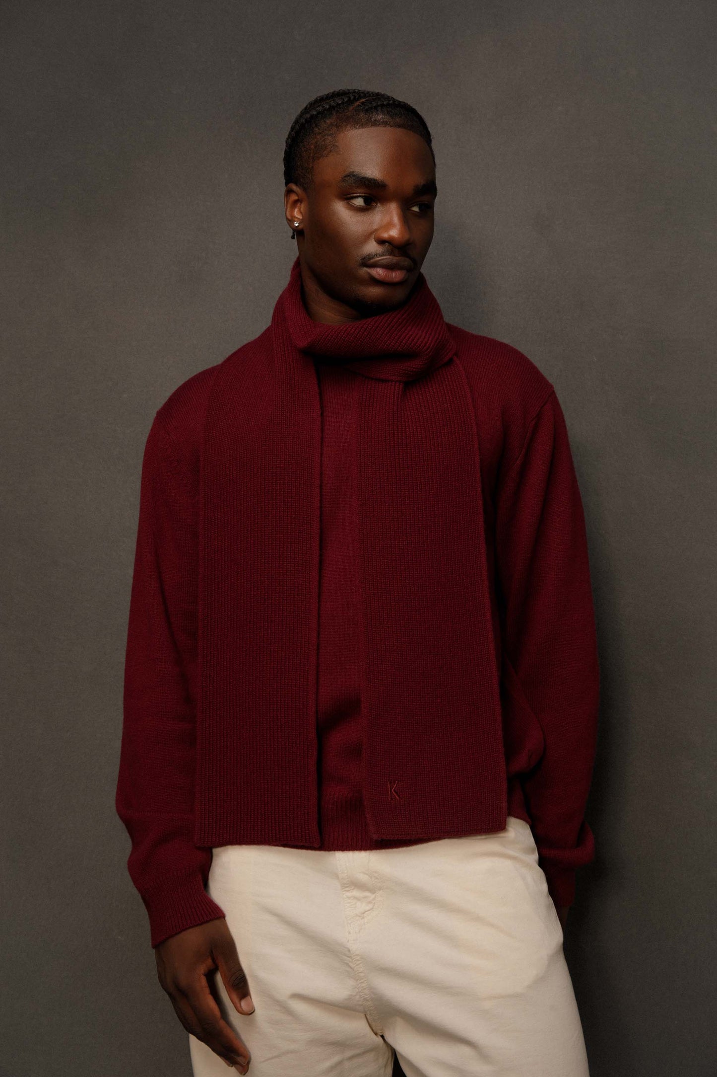 Skinny Cashmere Scarf - Burgundy