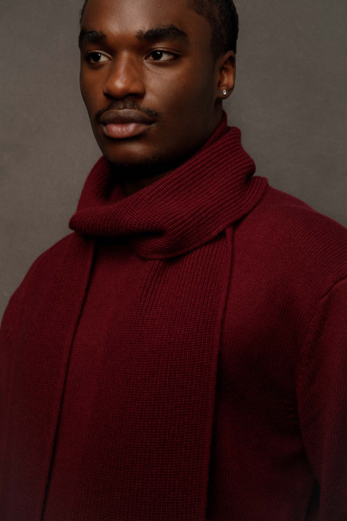 Skinny Cashmere Scarf - Burgundy