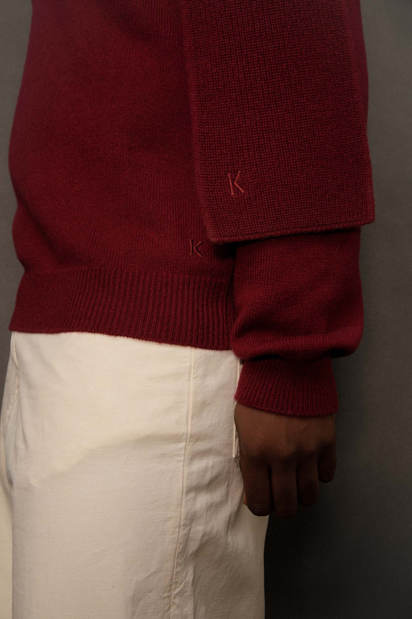 Skinny Cashmere Scarf - Burgundy