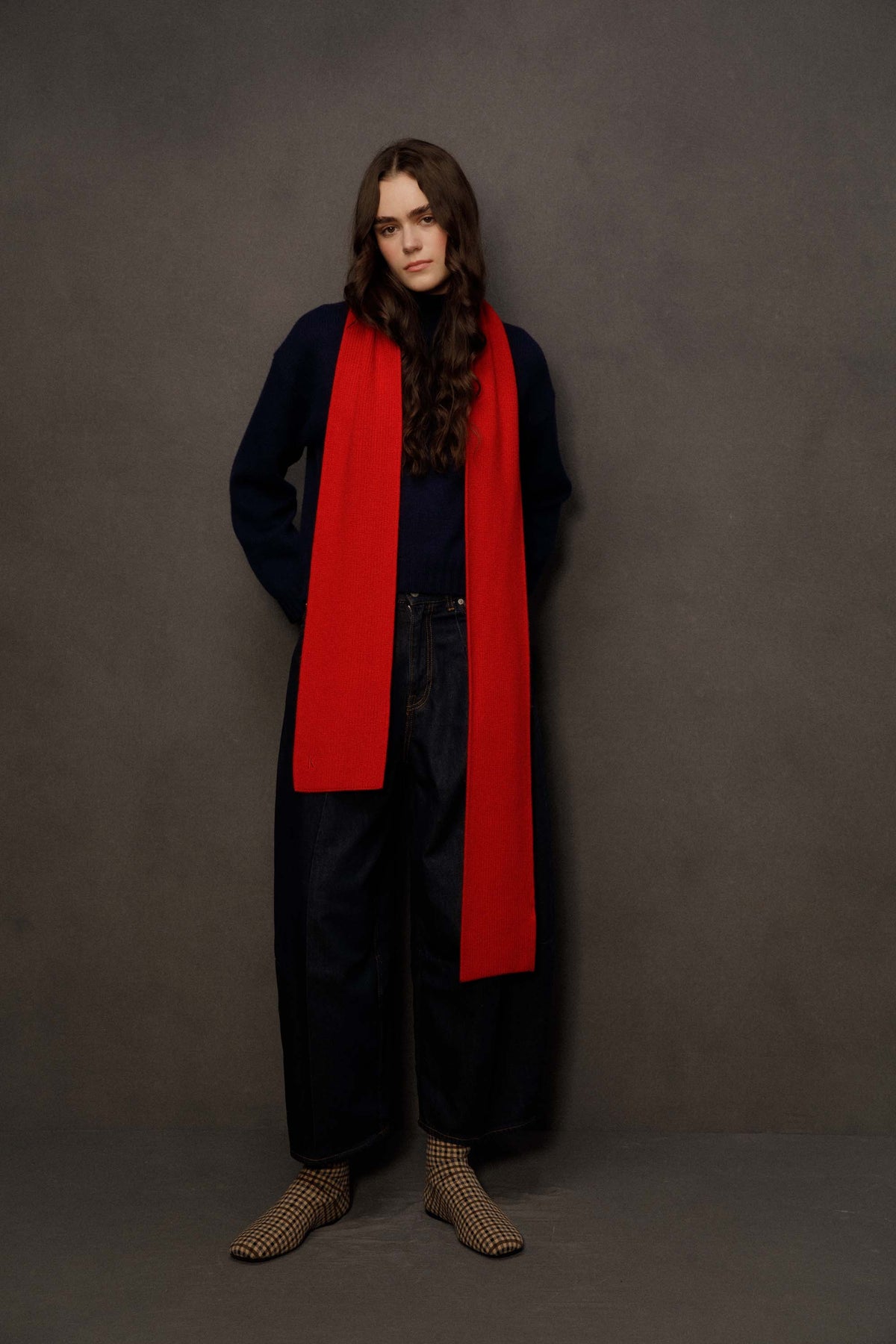 Skinny Cashmere Scarf - Red