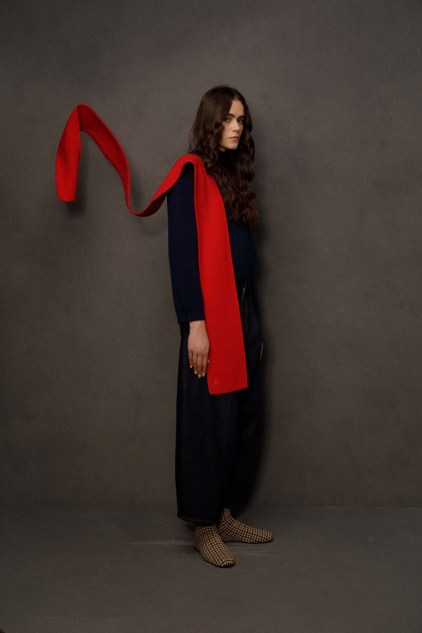 Skinny Cashmere Scarf - Red