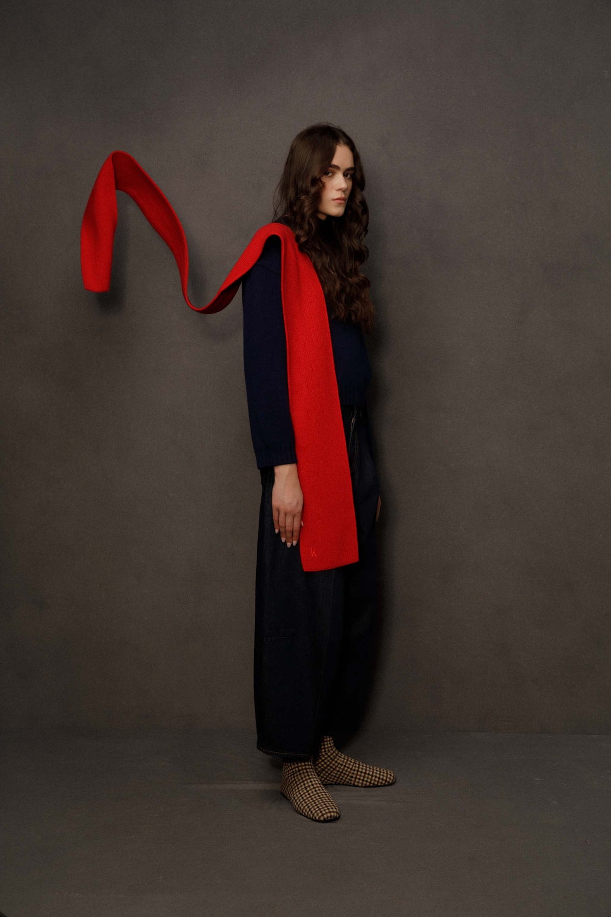 Skinny Cashmere Scarf - Red
