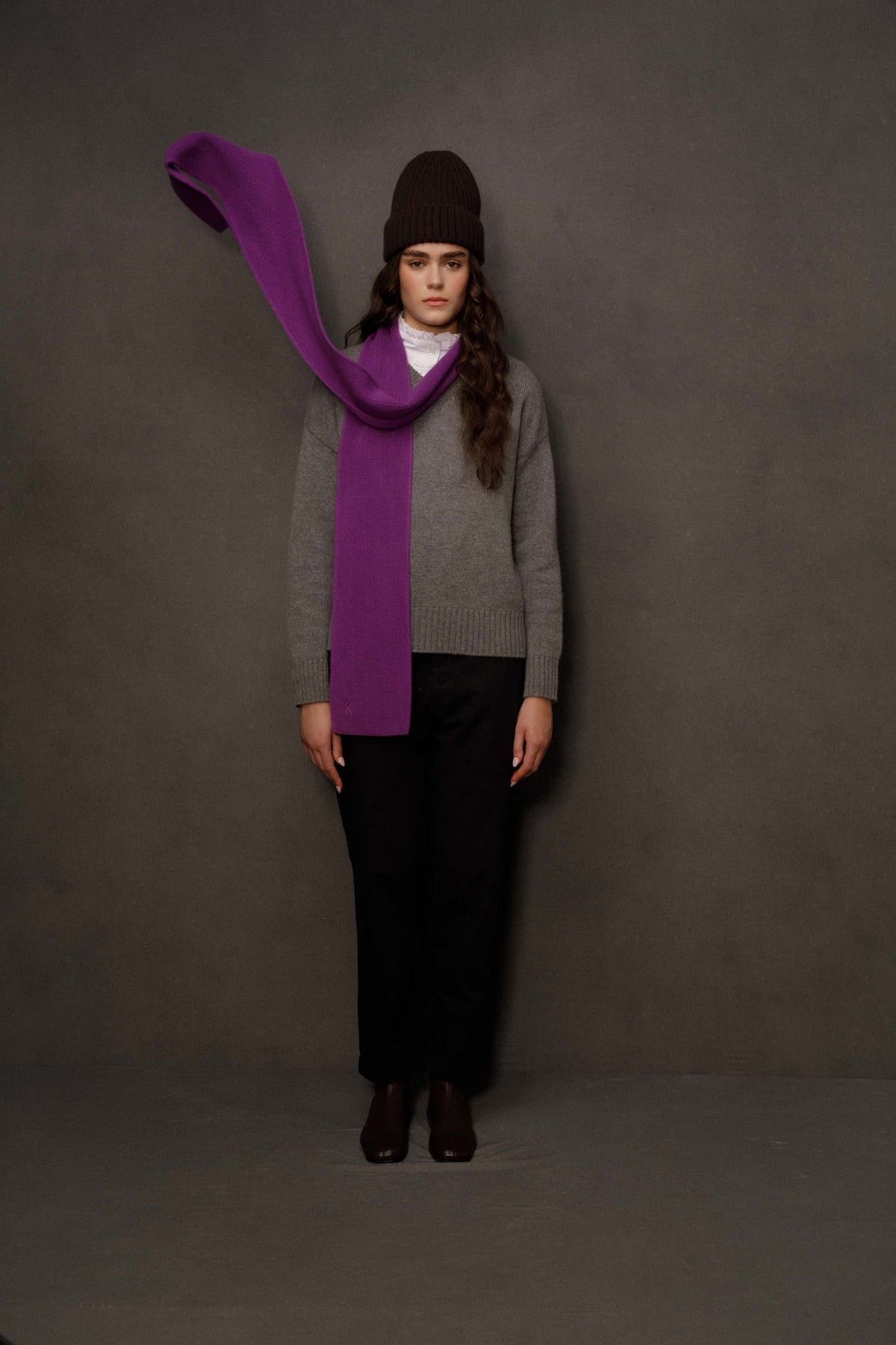 Skinny Cashmere Scarf - Thistle Purple