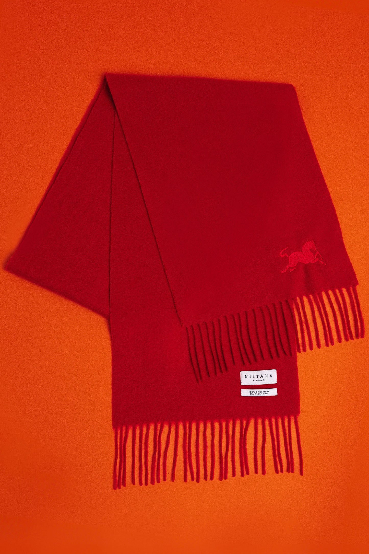 Year of the Horse Solid Red Cashmere Scarf - Red