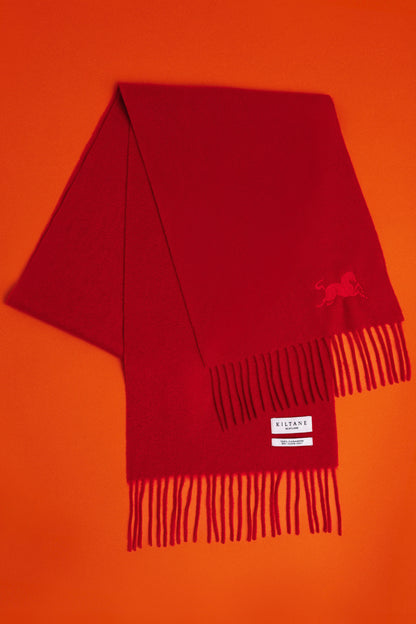 Year of the Horse Solid Red Cashmere Scarf - Red