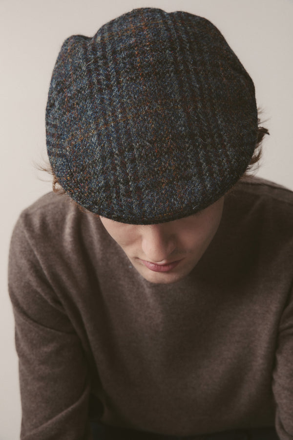 Harris Tweed Stornoway Cap - Blue Country Check – Kiltane