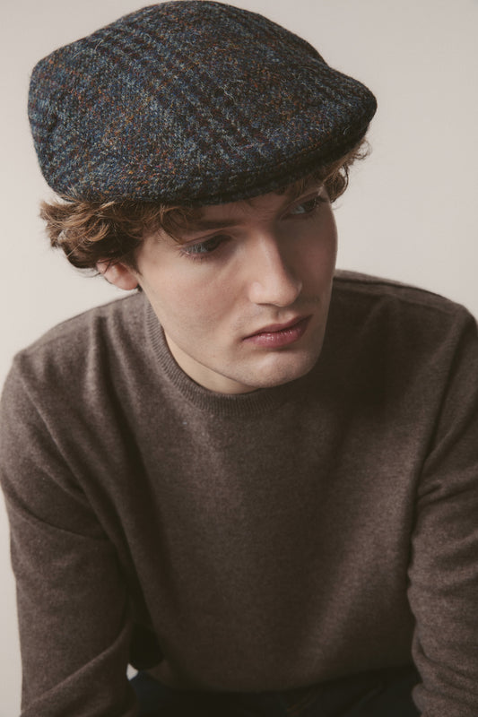 Harris Tweed Stornoway Cap - Blue Country Check